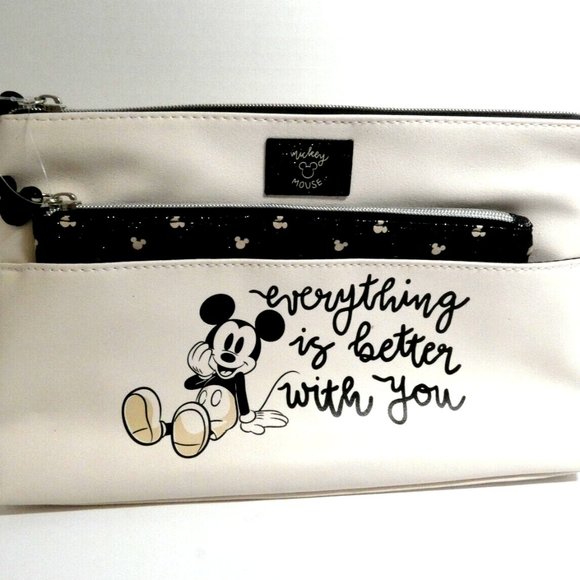 Disney Mickey Mouse Cosmetic Bag White w/ Removable Pouch Travel Case Makeup NWT - Picture 5 of 12